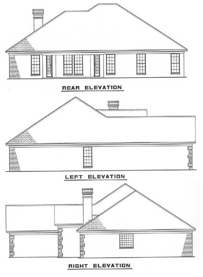 Side and Rear Elevations of this 3-Bedroom,1764 Sq Ft Plan -153-1038