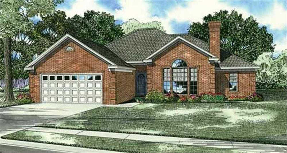 Front elevation of Ranch home (ThePlanCollection: House Plan #153-1038)