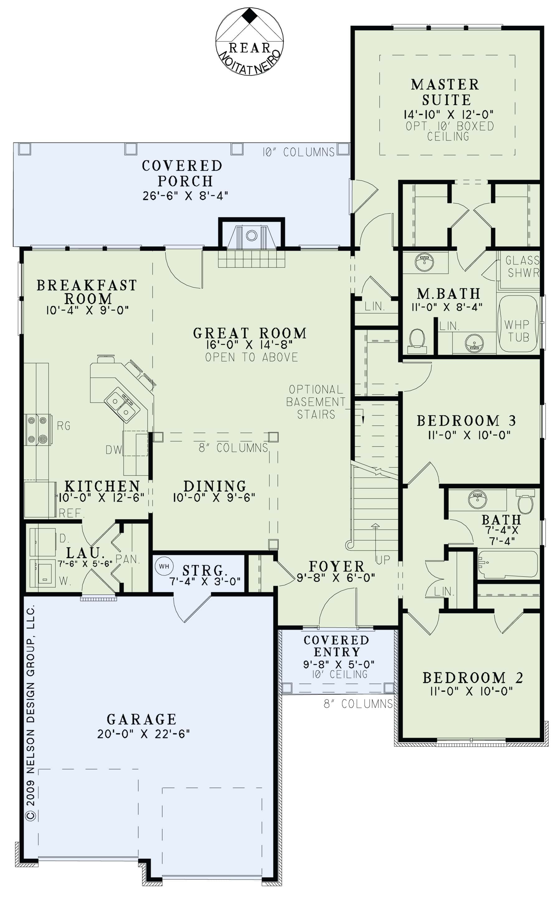 Floor Plan Main Level of Country Plan #153-1040