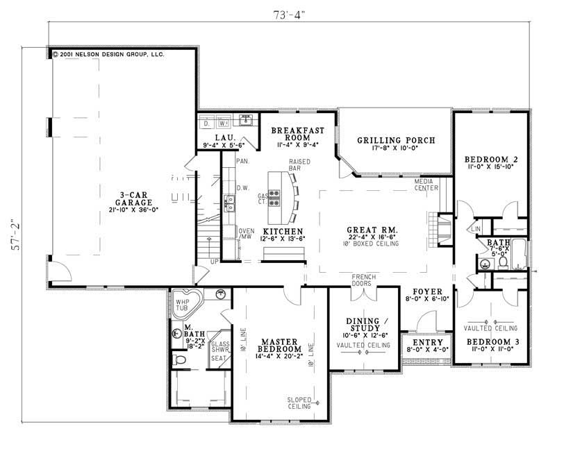 Floor Plan First Story of Southern Plan #153-1041