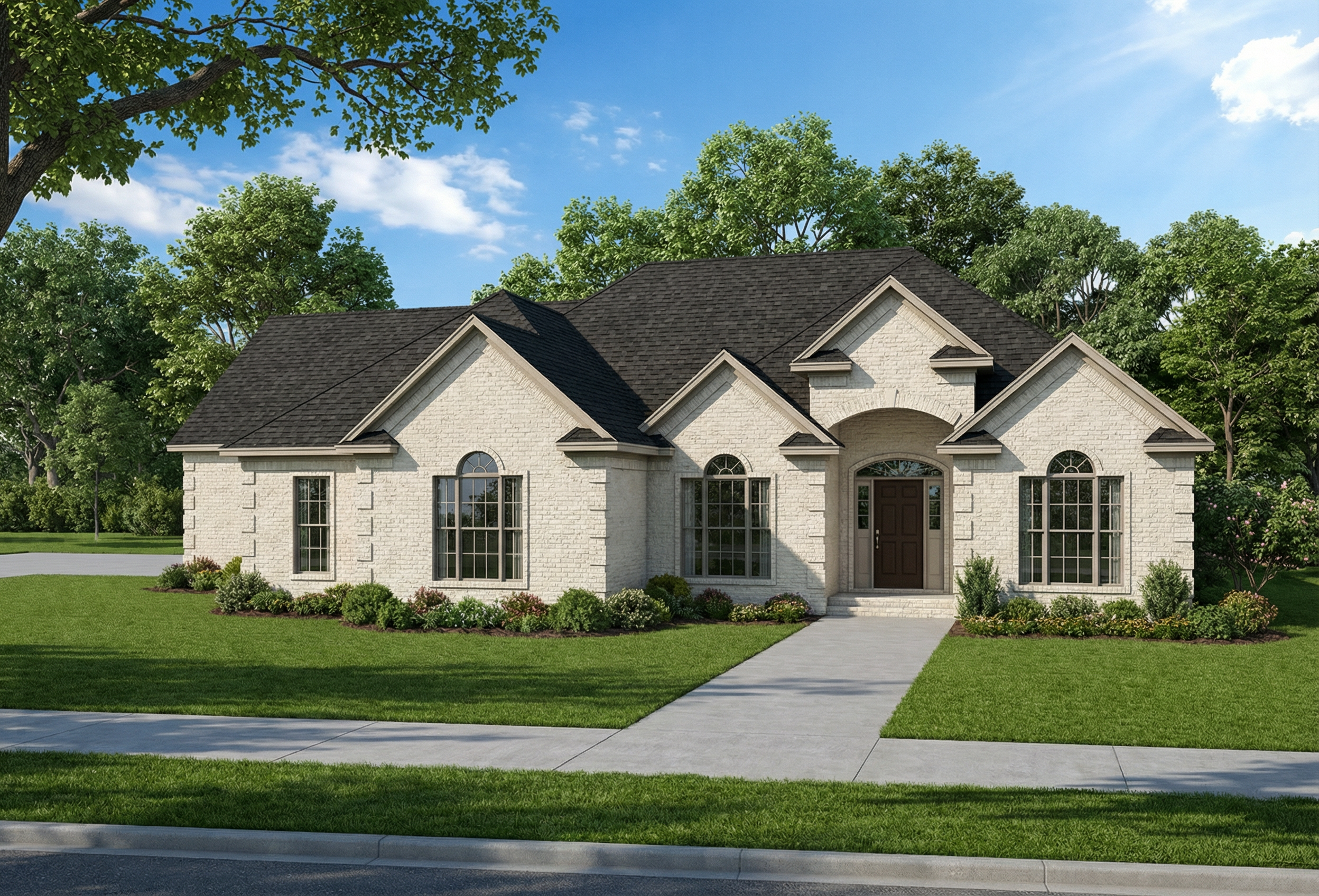 This image shows the Traditional style for this set of house plans.