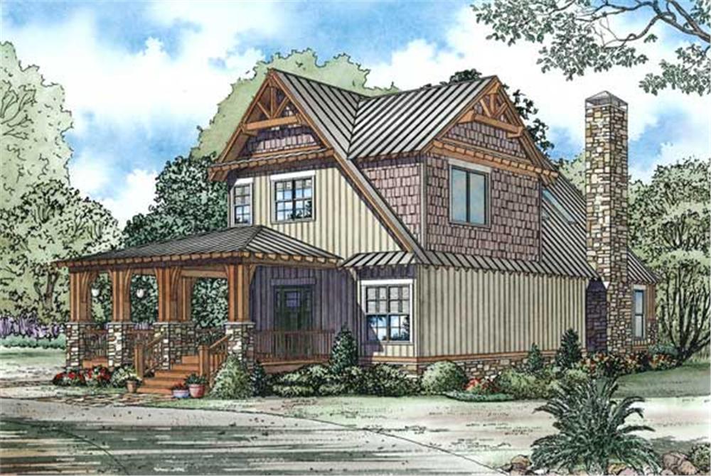 This is the front elevation of these Arts and Crafts Home Plans