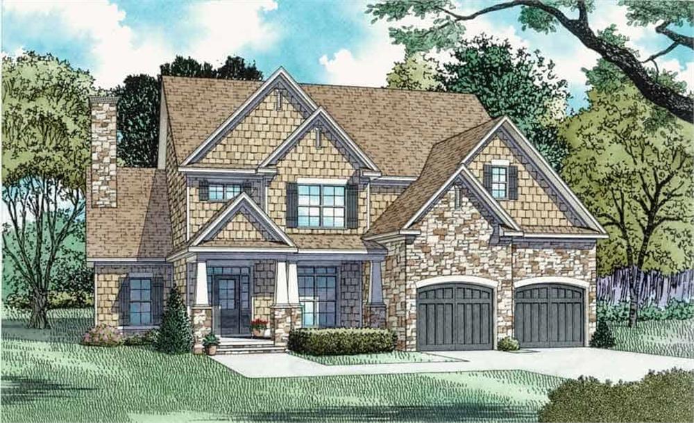 This is an artist's rendering for these Craftsman Home Plans