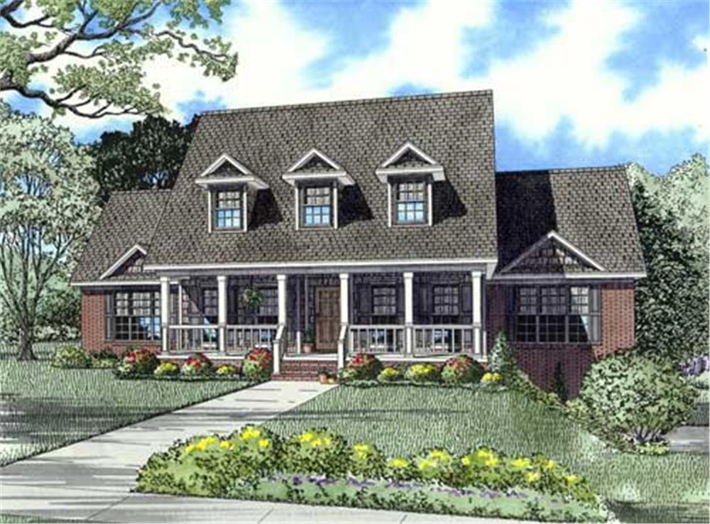 Front elevation of Country home (ThePlanCollection: House Plan #153-1056)