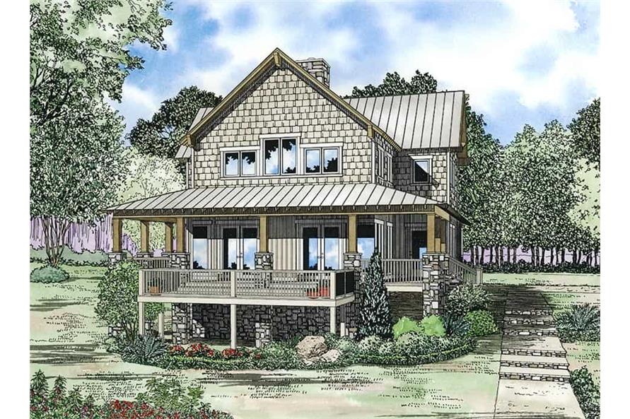 Front elevation of Rustic home (ThePlanCollection: House Plan #153-1060)