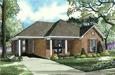 3-Bedroom, 1021 Sq Ft Small House Plans - 153-1070 - Front Exterior