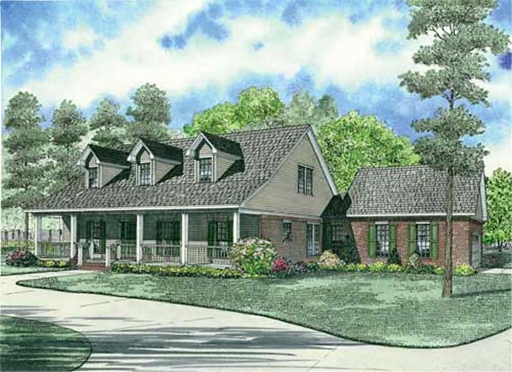 Front elevation of Country home (ThePlanCollection: House Plan #153-1073)
