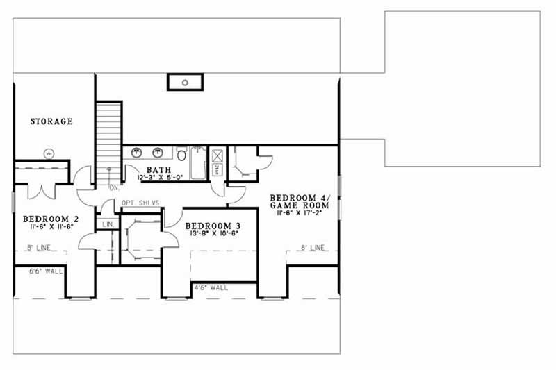 Floor Plan Second Story of Country Plan #153-1073