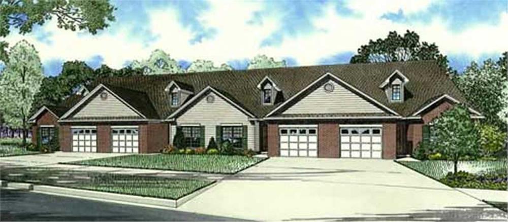 Front elevation of Multi-Unit home (ThePlanCollection: House Plan #153-1074)