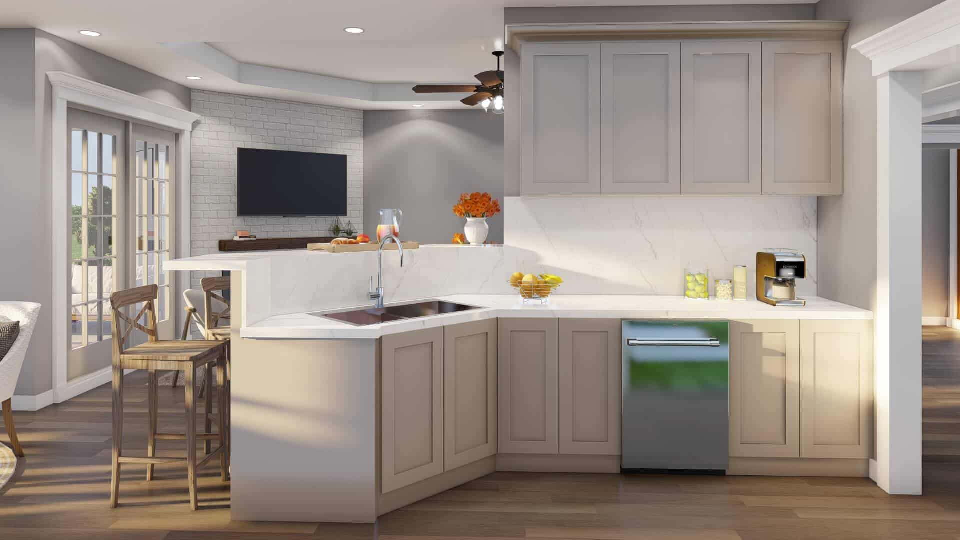 Kitchen: Breakfast Bar of this 3-Bedroom,1591 Sq Ft Plan -153-1076