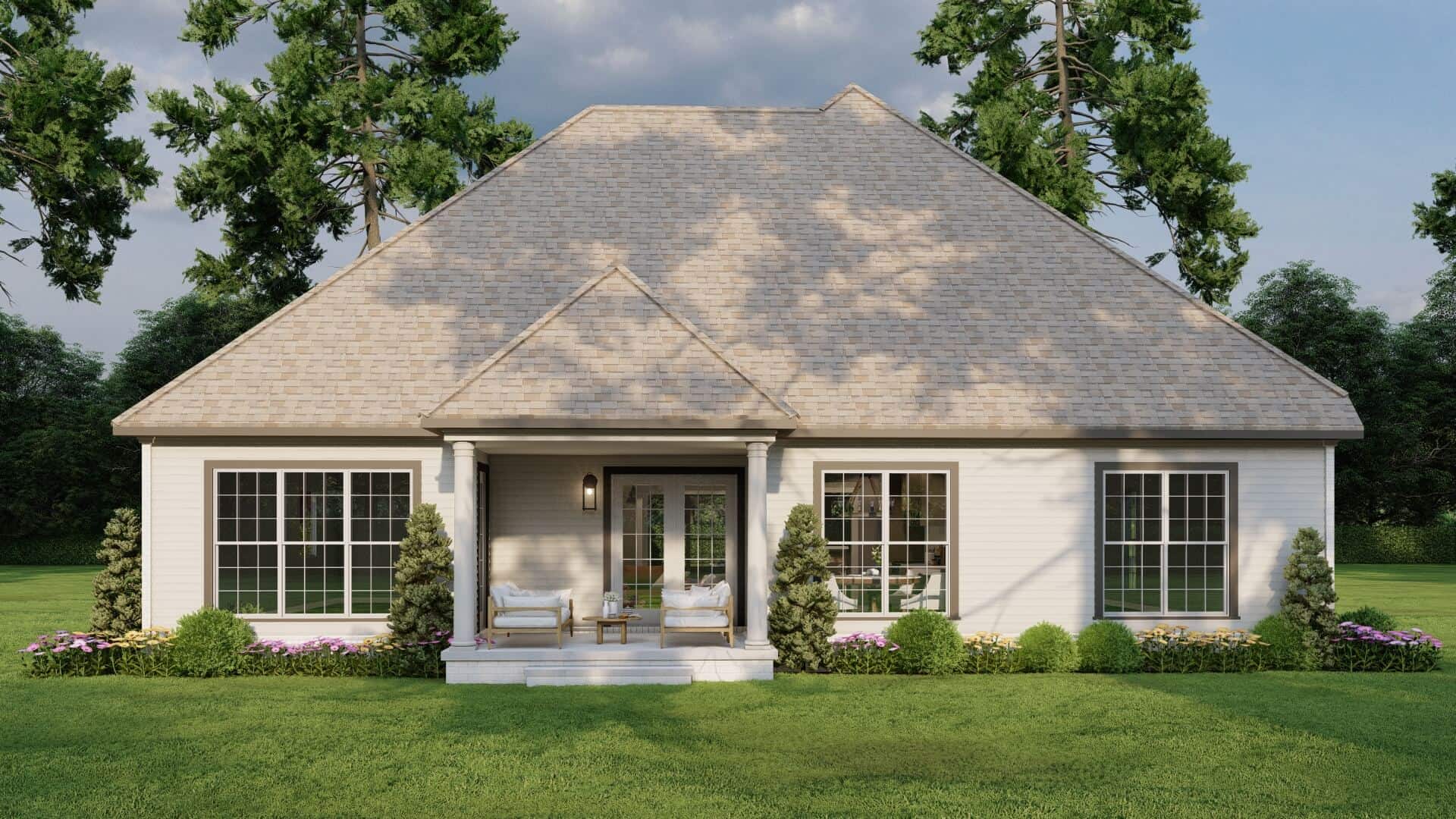 Rear View of this 3-Bedroom,1591 Sq Ft Plan -153-1076