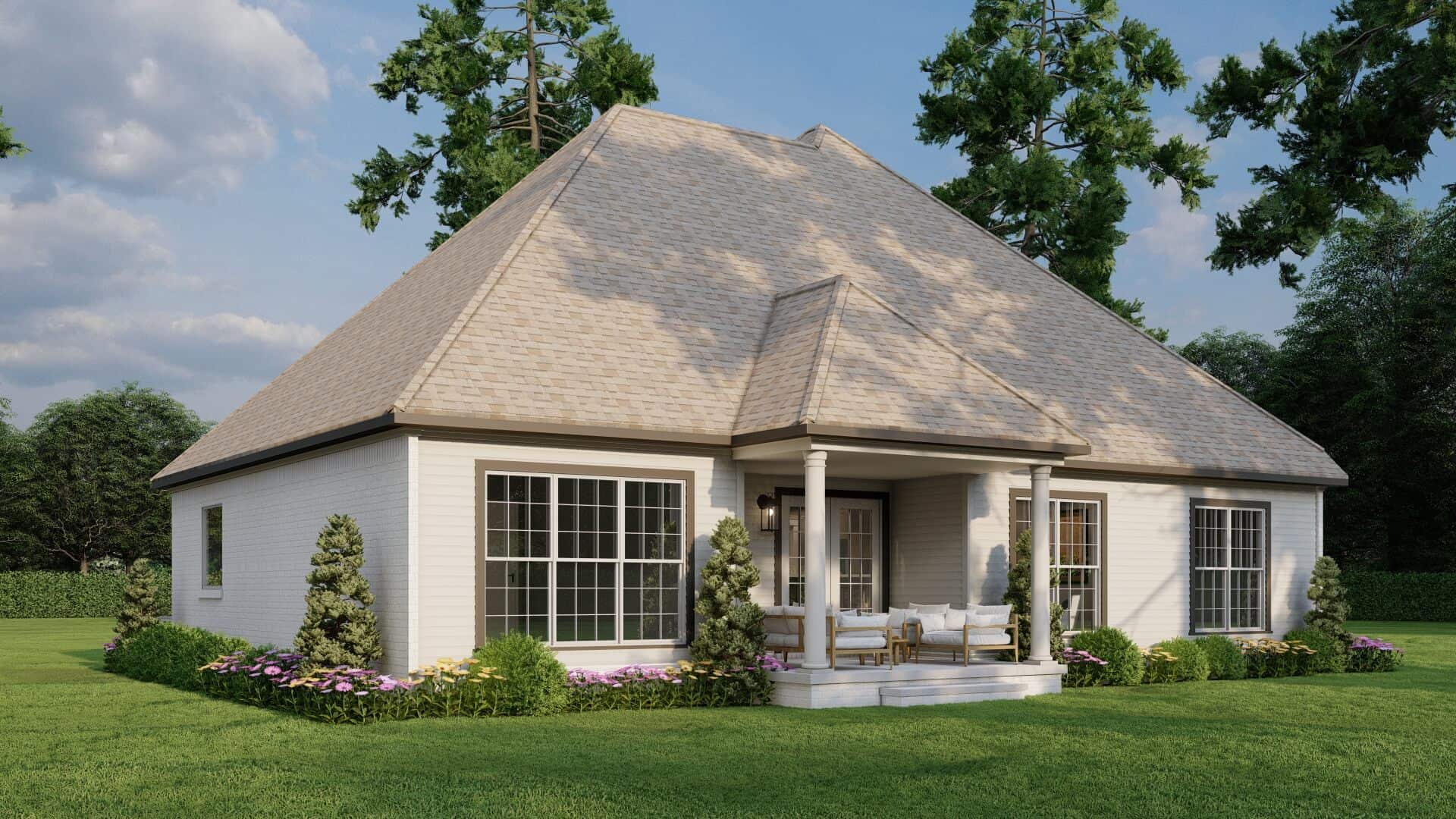Rear View of this 3-Bedroom,1591 Sq Ft Plan -153-1076