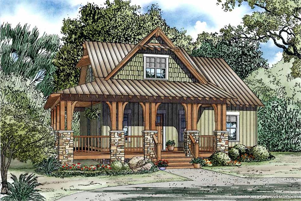 Front elevation of Cabin home (ThePlanCollection: House Plan #153-1085)