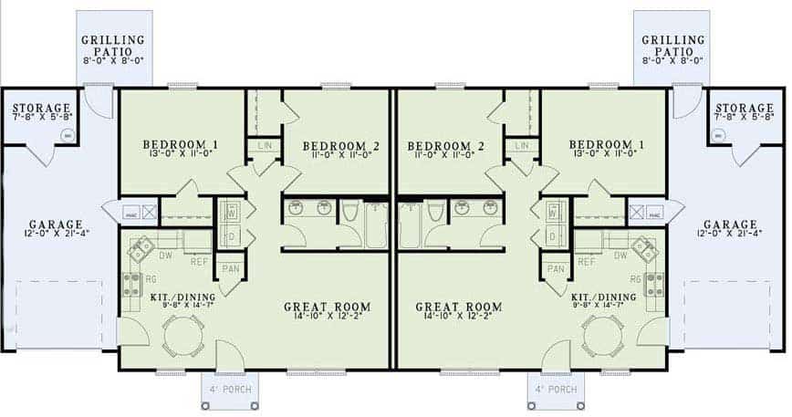 Floor Plan First Story of Multi-Unit Plan #153-1093