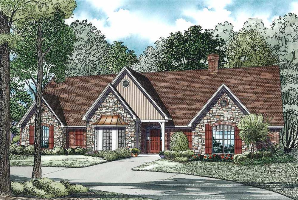 Front elevation of Luxury home (ThePlanCollection: House Plan #153-1102)