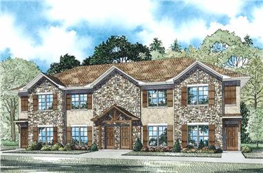 2-Bedroom, 1040 Sq Ft Multi-Unit House Plan - 153-1108 - Front Exterior