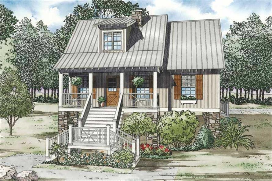 Front elevation of Ranch home (ThePlanCollection: House Plan #153-1111)