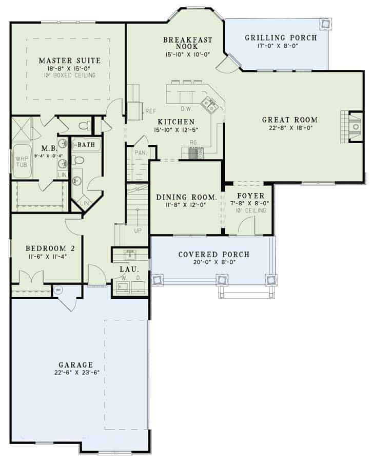 Floor Plan First Story of Country Plan #153-1112