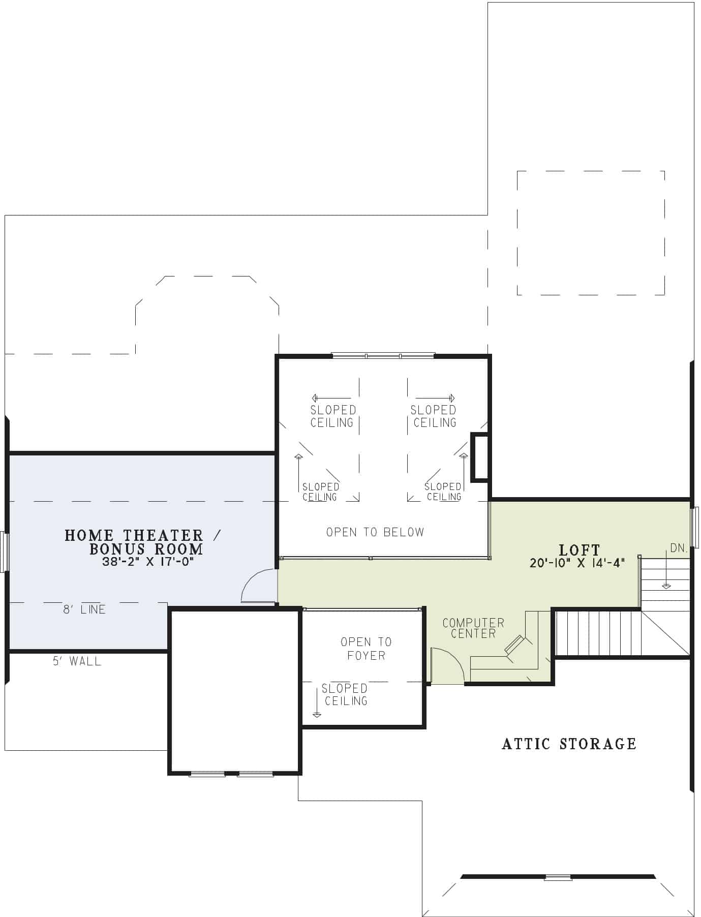 Floor Plan Second Story of Country Plan #153-1120