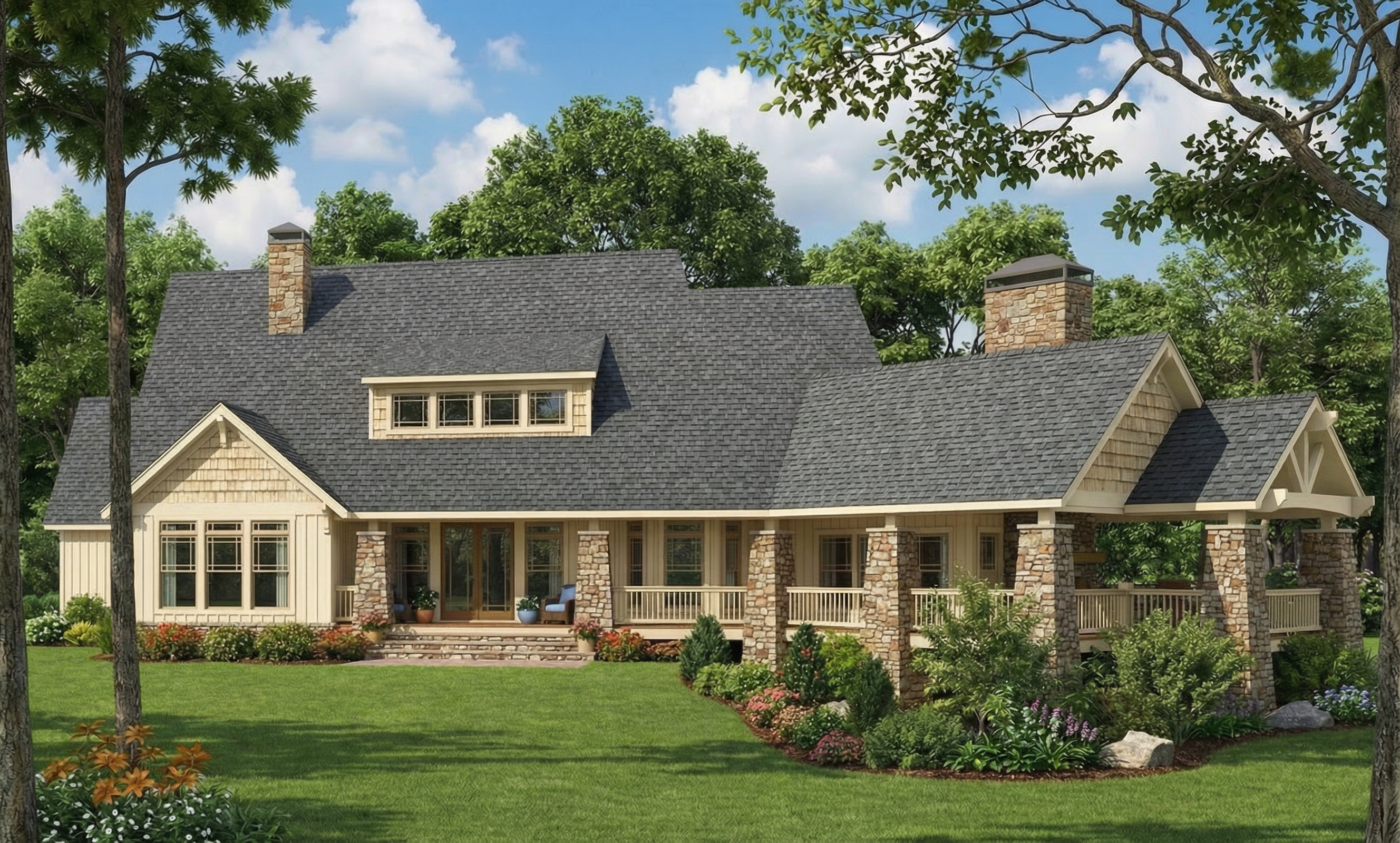 Home Plan Rear Elevation of this 4-Bedroom,3345 Sq Ft Plan -153-1123