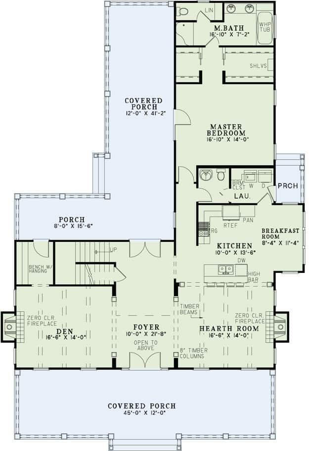 Floor Plan First Story of Country Plan #153-1136
