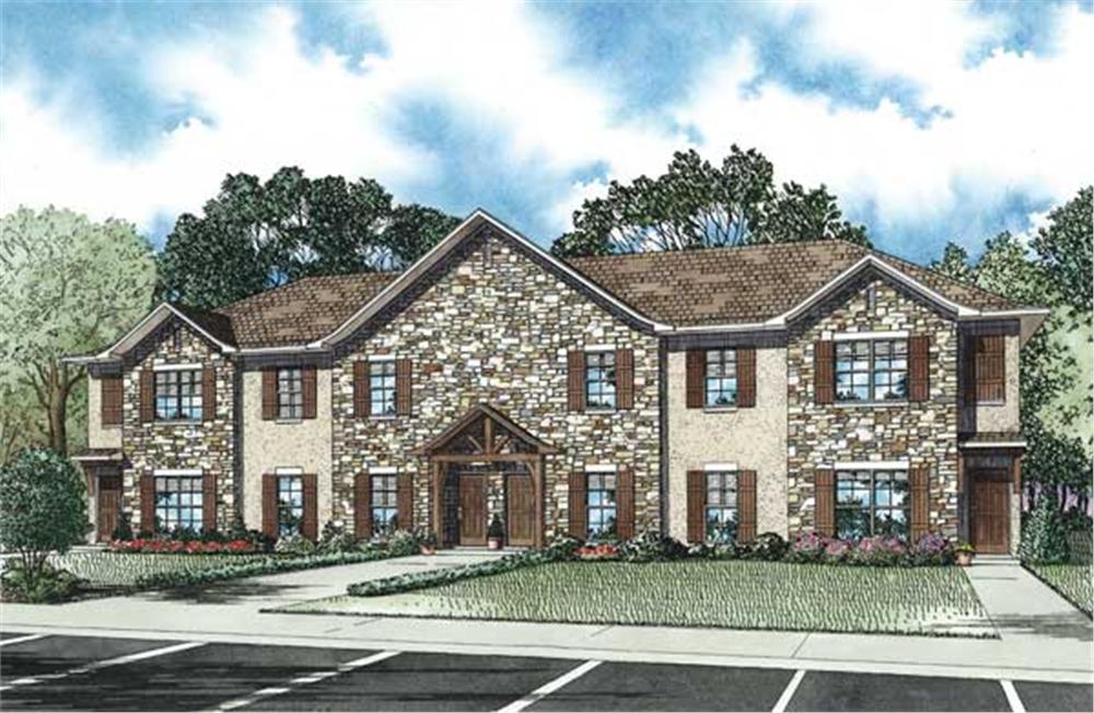 Front elevation of Multi-Unit home (ThePlanCollection: House Plan #153-1137)