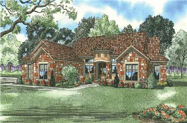 4-Bedroom, 2609 Sq Ft Tuscan House Plan - 153-1141 - Front Exterior