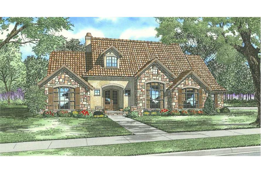 4-Bedroom, 2788 Sq Ft Tuscan House Plan - 153-1153 - Front Exterior