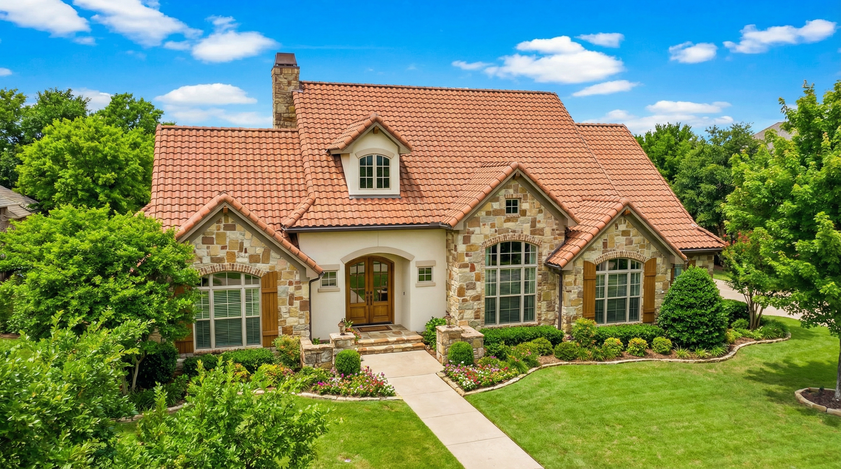 Front elevation of Tuscan home (ThePlanCollection: House Plan #153-1153)