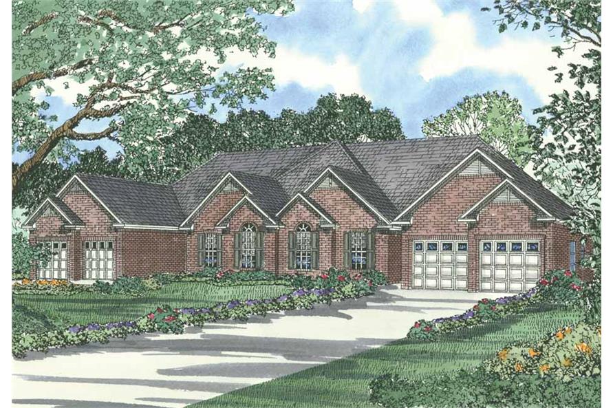 Front elevation of Multi-Unit home (ThePlanCollection: House Plan #153-1192)