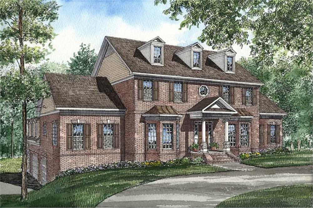 This image shows the front exterior for these Traditional House Plans.