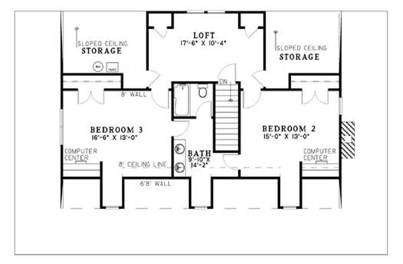 Floor Plan Second Story of Country Plan #153-1203