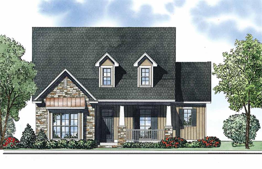 This is the front elevation of these Country Home Plans