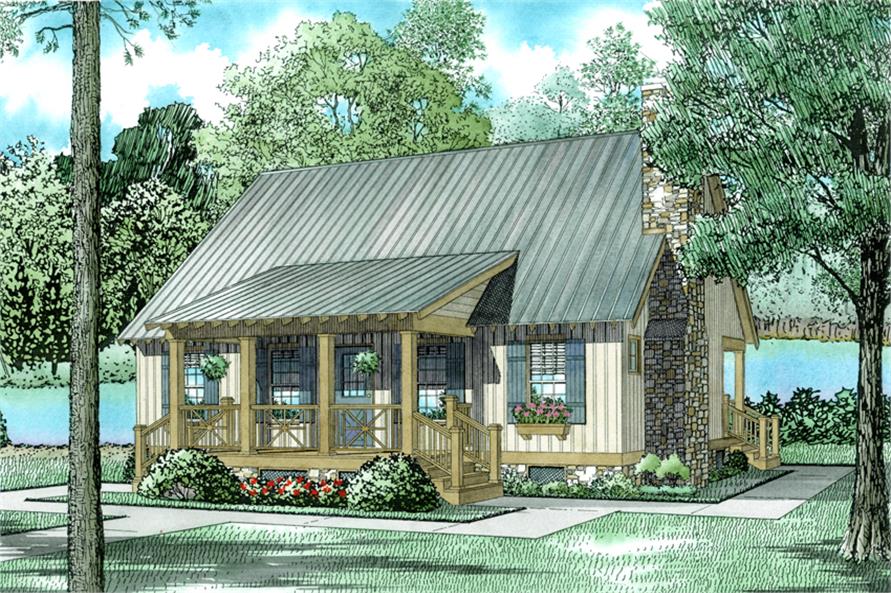 Front elevation of Cottage home (ThePlanCollection: House Plan #153-1230)