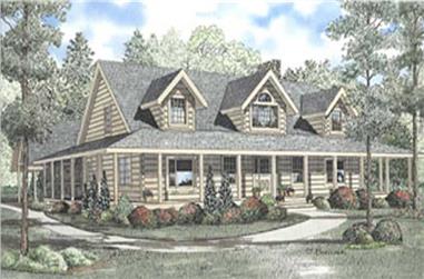 4-Bedroom, 3098 Sq Ft Country Log Cabin Plan - 153-1244 - Main Exterior