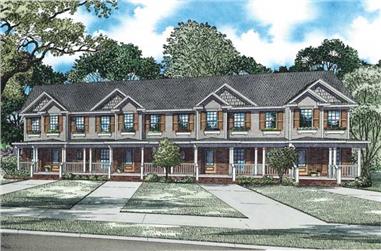 2-Bedroom, 980 Sq Ft Multi-Unit House Plan - 153-1253 - Front Exterior