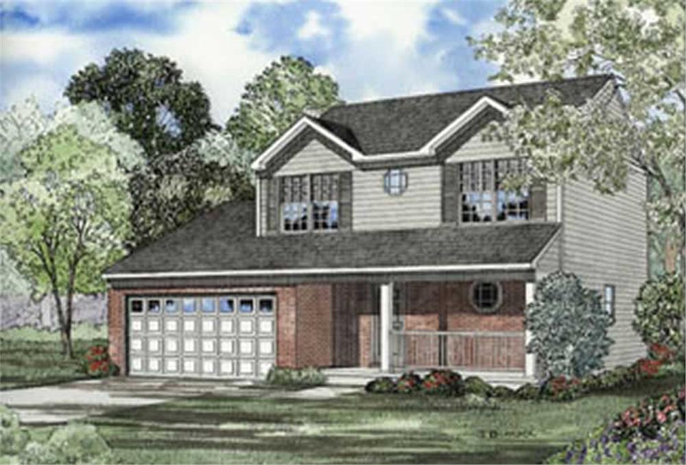 Color rendering of Country home plan (ThePlanCollection: House Plan #153-1260)