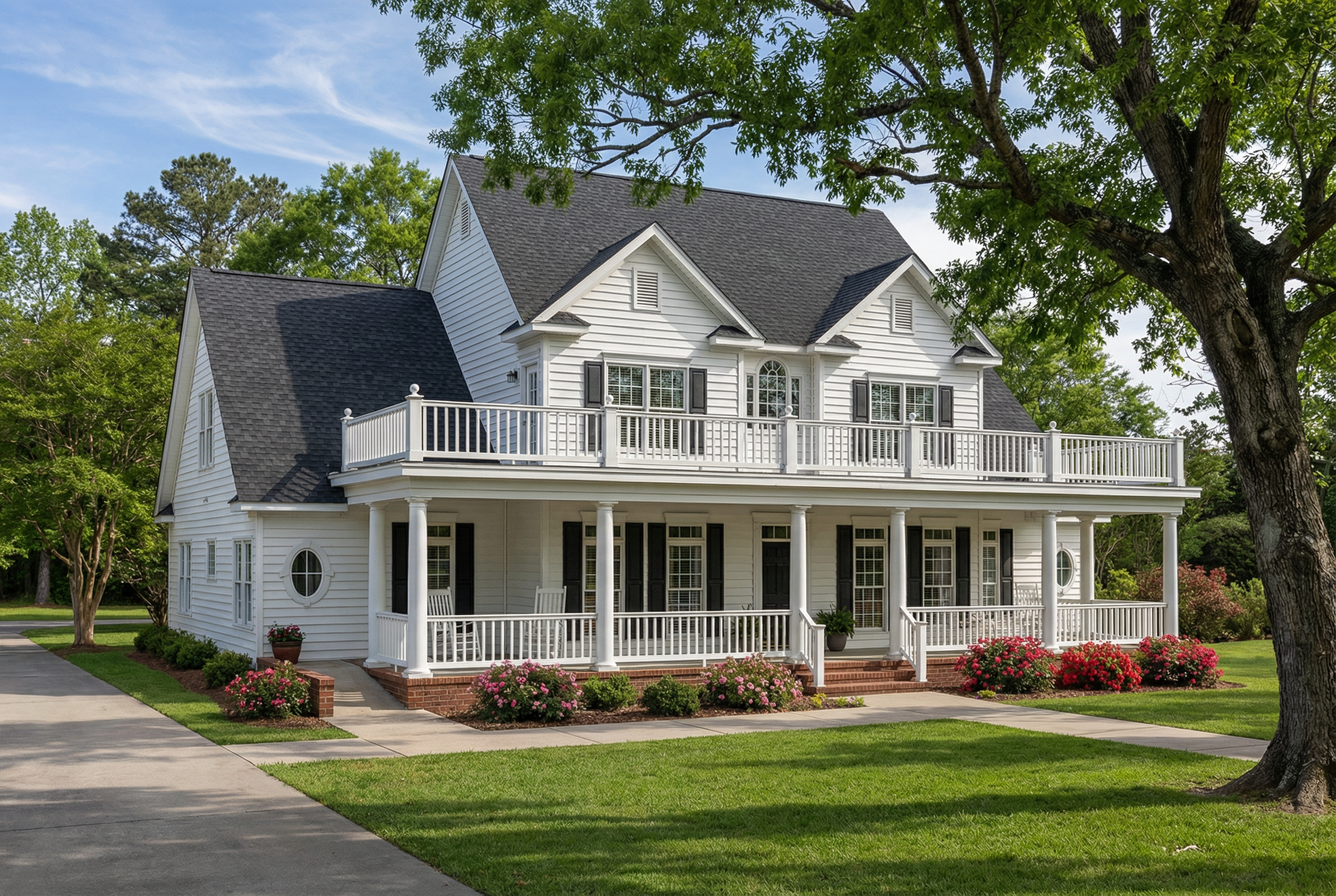 Front elevation of Colonial home (ThePlanCollection: House Plan #153-1261)