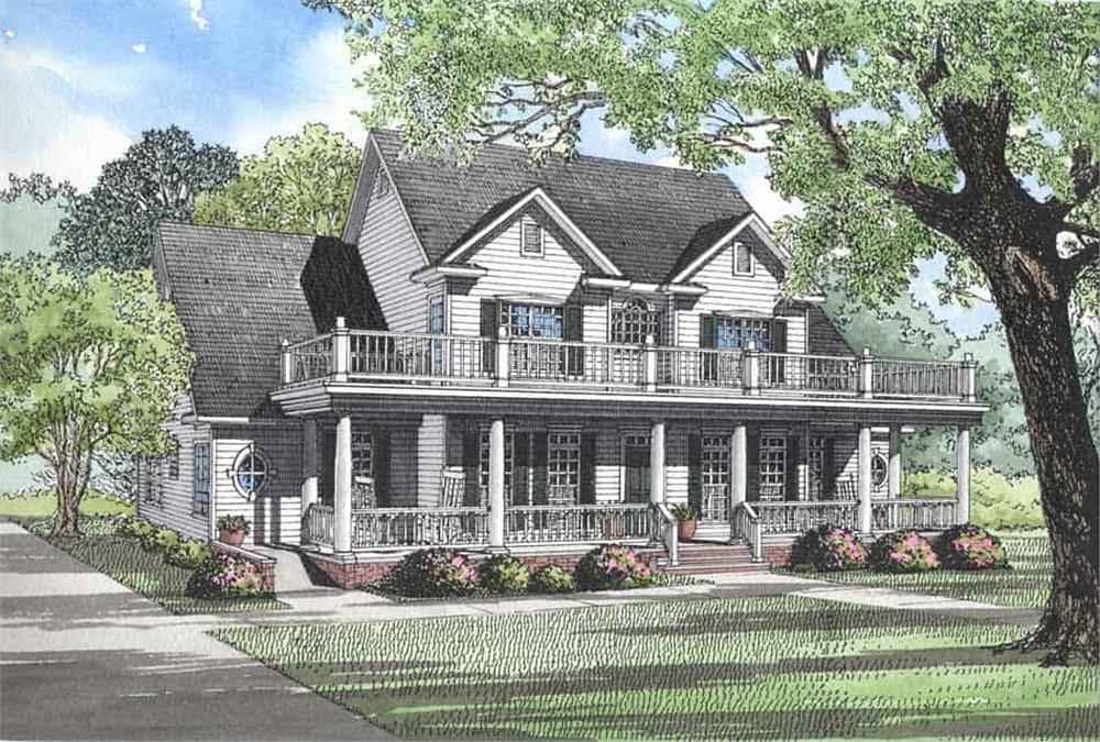 Front elevation of Colonial home (ThePlanCollection: House Plan #153-1261)