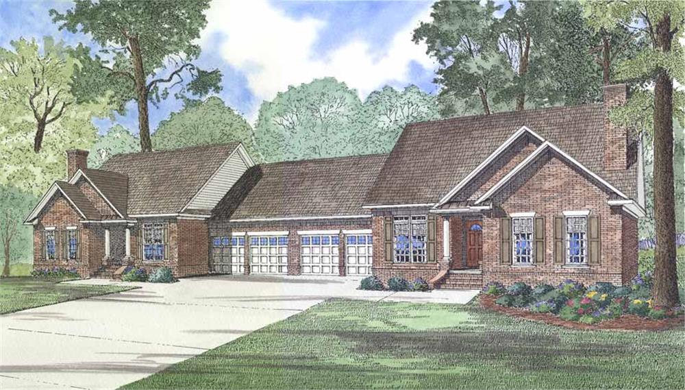 Front elevation of Multi-Unit home (ThePlanCollection: House Plan #153-1269)