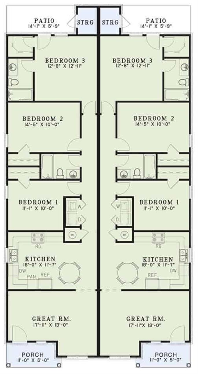 Narrow Lot Duplex Plan Multi Unit