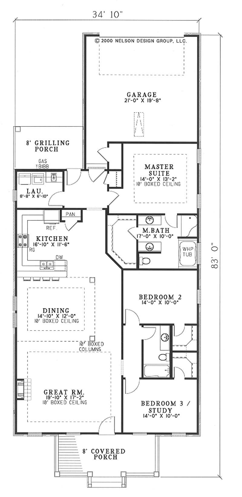 Floor Plan First Story of Southern Plan #153-1338