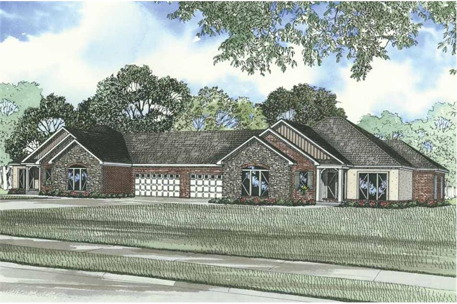 Front elevation of Ranch home (ThePlanCollection: House Plan #153-1348)