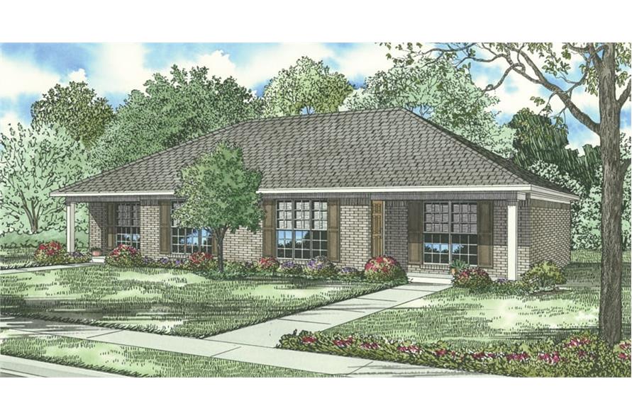 4-Bedroom, 1636 Sq Ft Multi-Unit House Plan - 153-1391 - Front Exterior