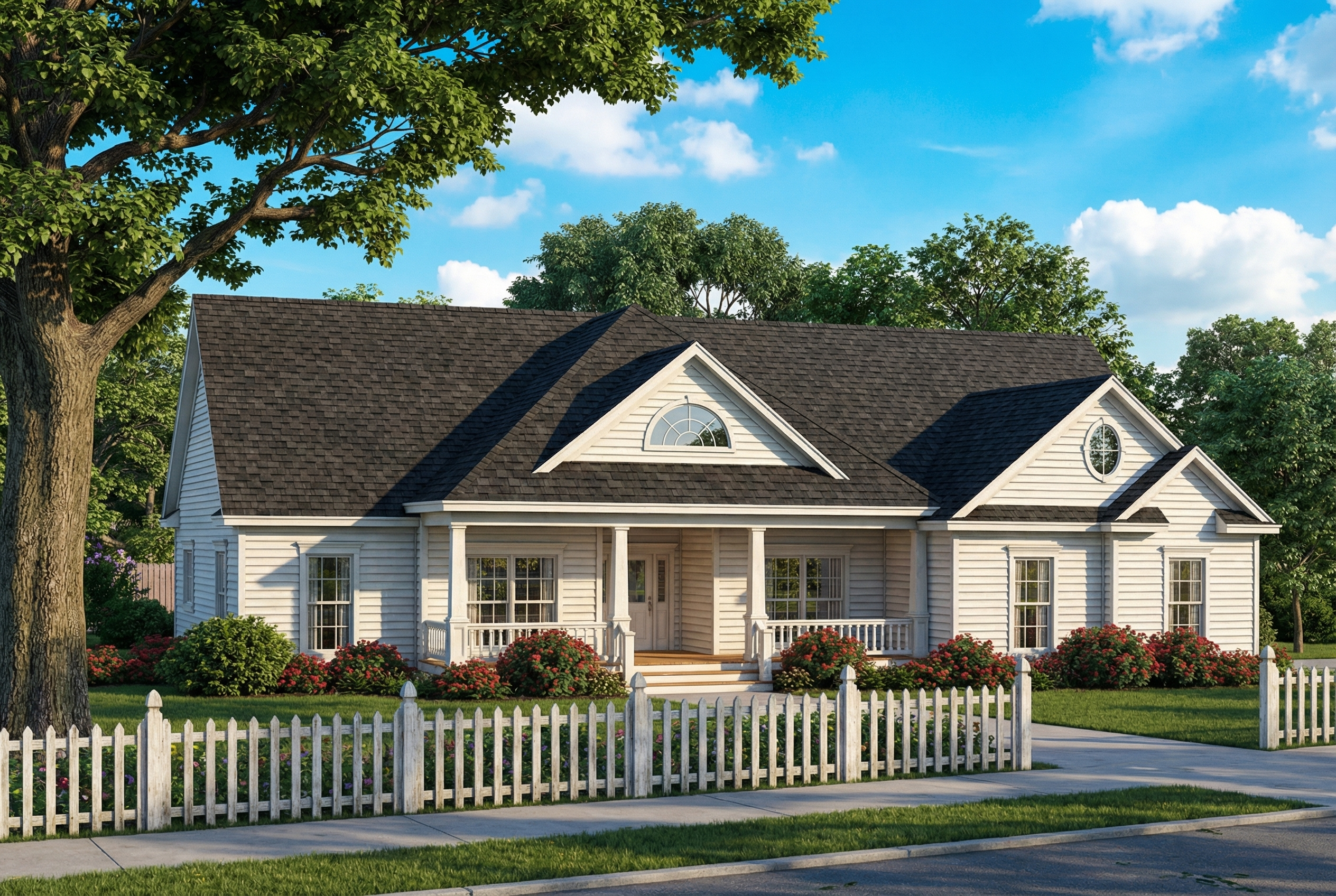 Front elevation of Ranch home (ThePlanCollection: House Plan #153-1394)