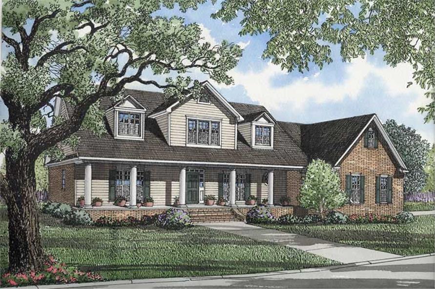 3-Bedroom, 3914 Sq Ft Country House Plan - 153-1401 - Front Exterior