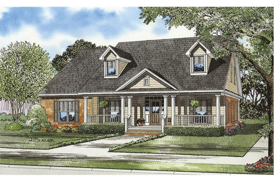 4-Bedroom, 3002 Sq Ft Country House Plan - 153-1420 - Front Exterior