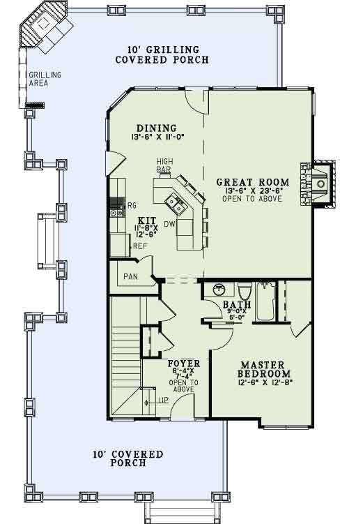 Main Level of Craftsman Plan #153-1427