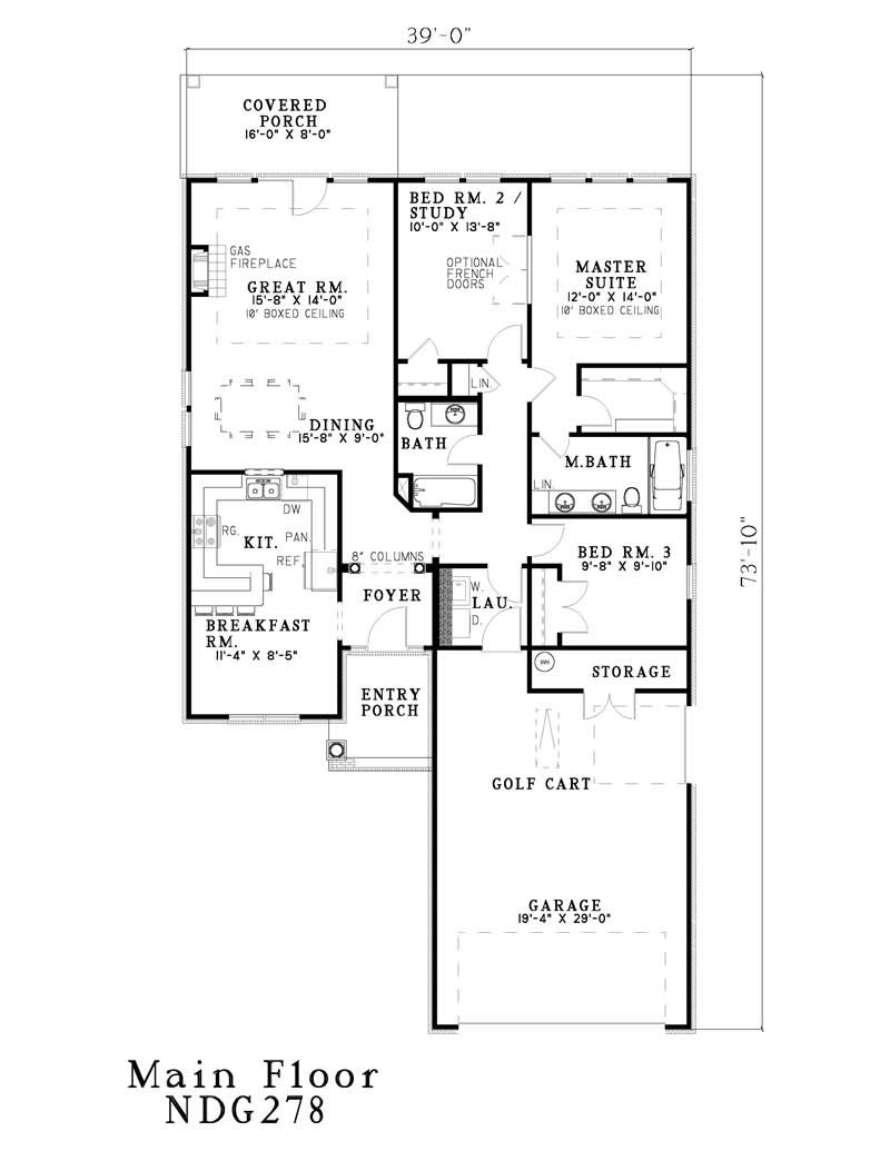 Floor Plan First Story of Country Plan #153-1435
