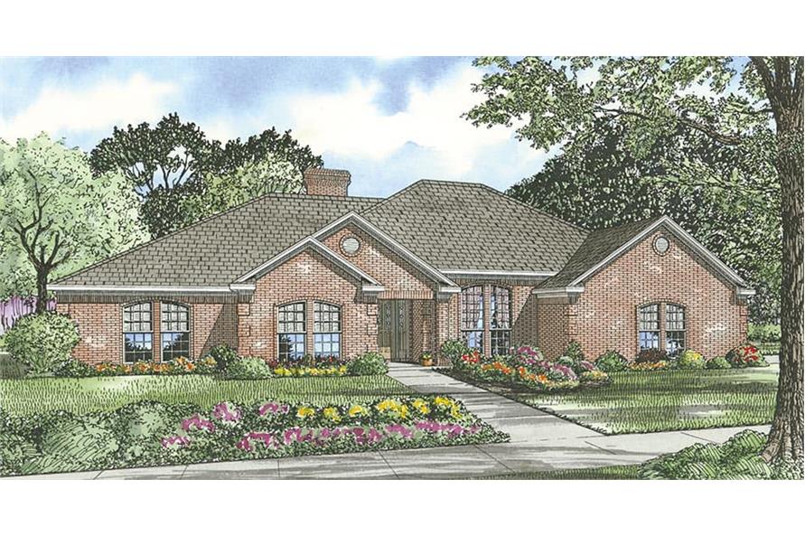 Front elevation of Ranch home (ThePlanCollection: House Plan #153-1446)